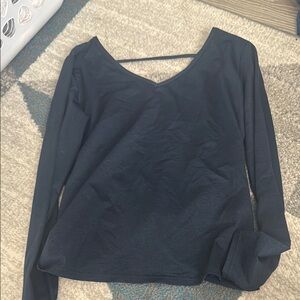 Navy open back twist top